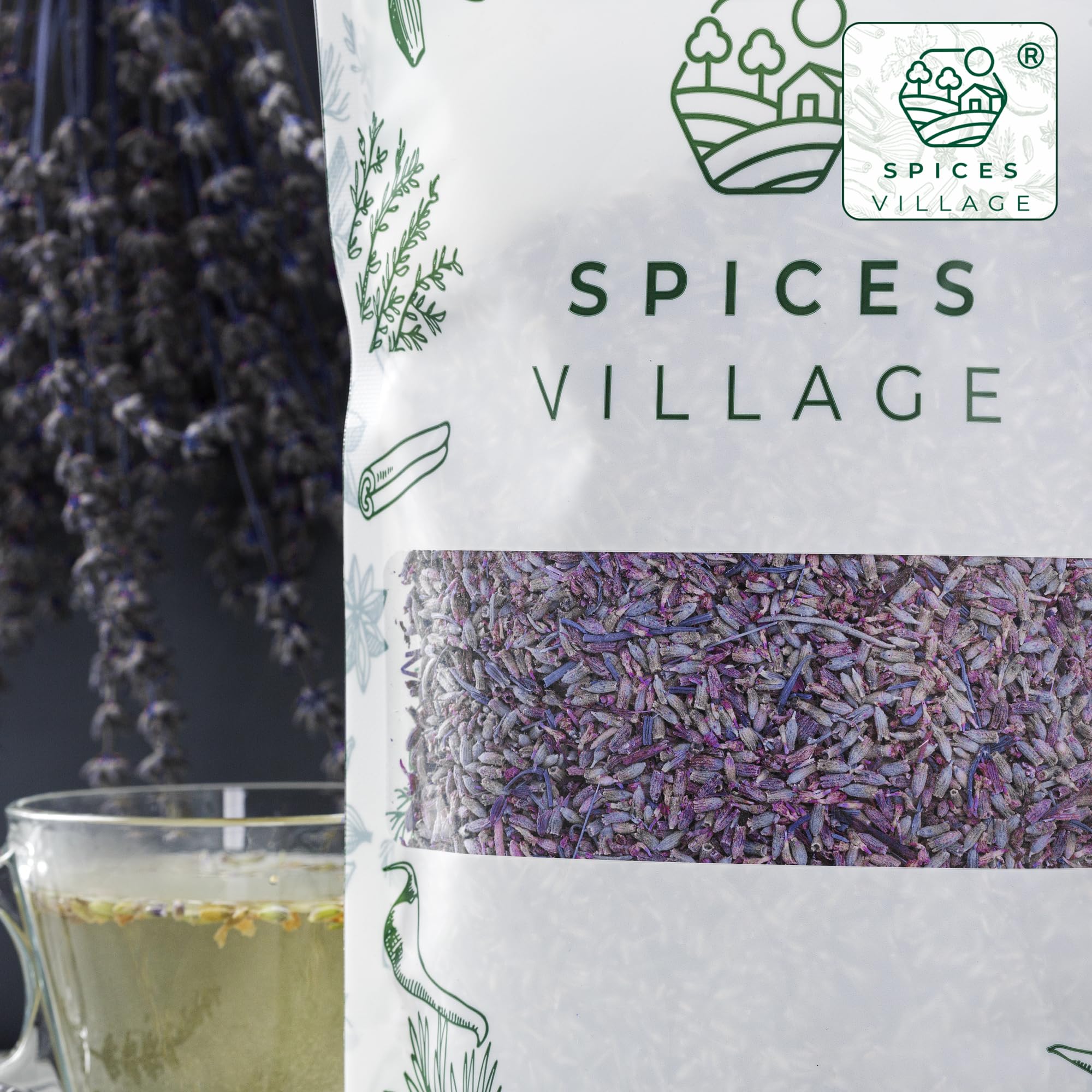 SPICES VILLAGE Lavender [ 2 oz ] Dried Lavender Buds, Natural Lavender Buds for Food, Herbal Tea, Potpourri, Wedding Confetti, Pillow - Kosher, Gluten Free, Vegan, Non GMO, Resealable Bulk Bag