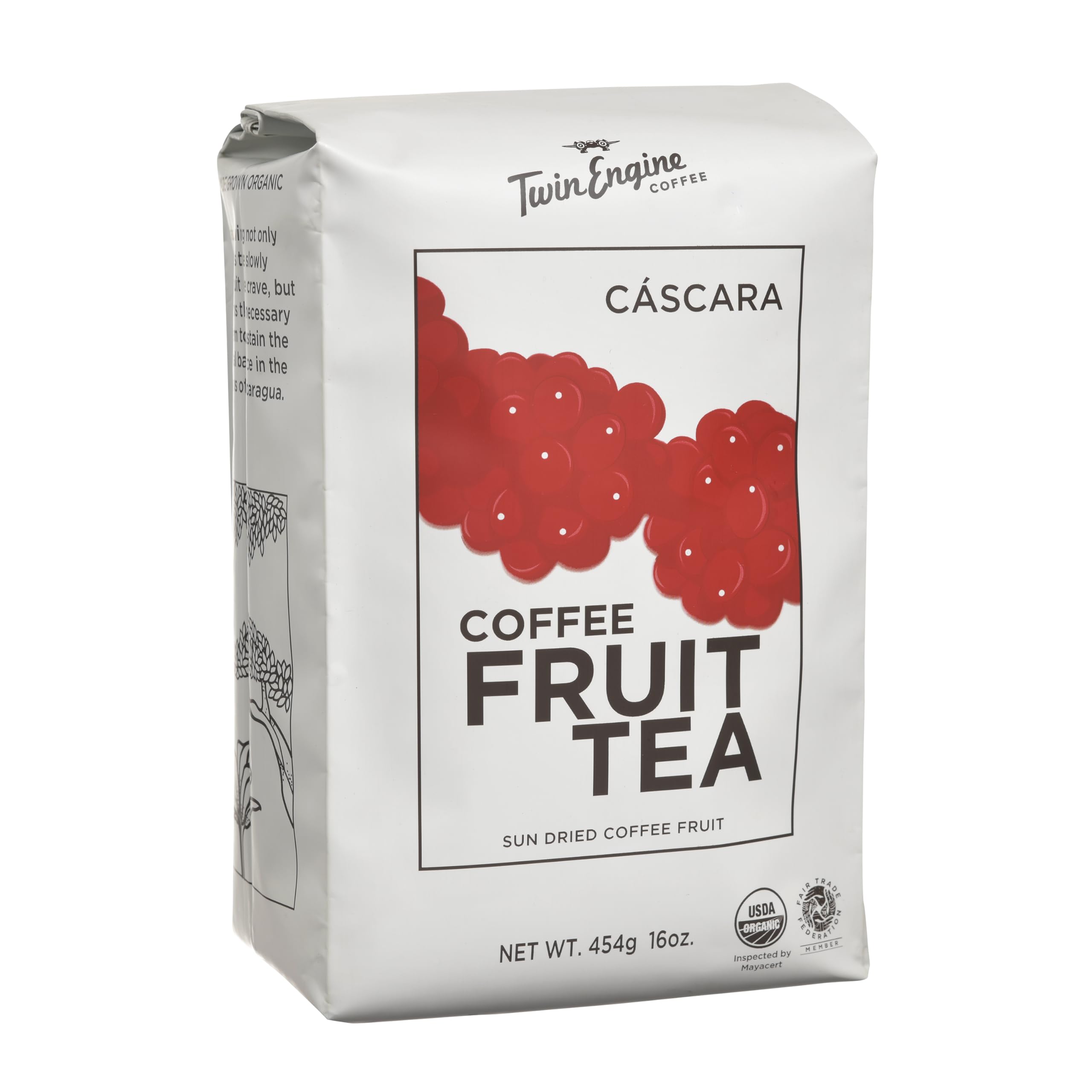 Coffee Fruit Tea - Cascara - superfood with antioxidants - 1lb - WHOLE DRIED COFFEE FRUIT for cold or hot brew - by Twin Engine Coffee