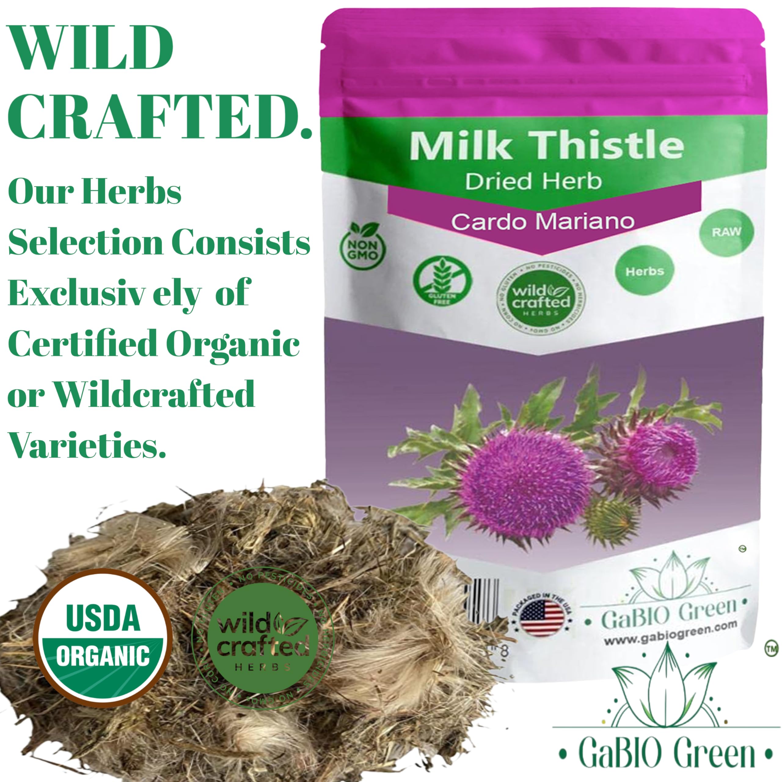 Cardo Mariano Herb, Milk Thistle Herb 2 oz, 100% PURE & NATURAL Cardo Marin, Cardo Mariano Tea, Milk Thistle Loose Tea, Resealable Bag, 2 oz, Milk Thistle Herbal, Product From Mexico