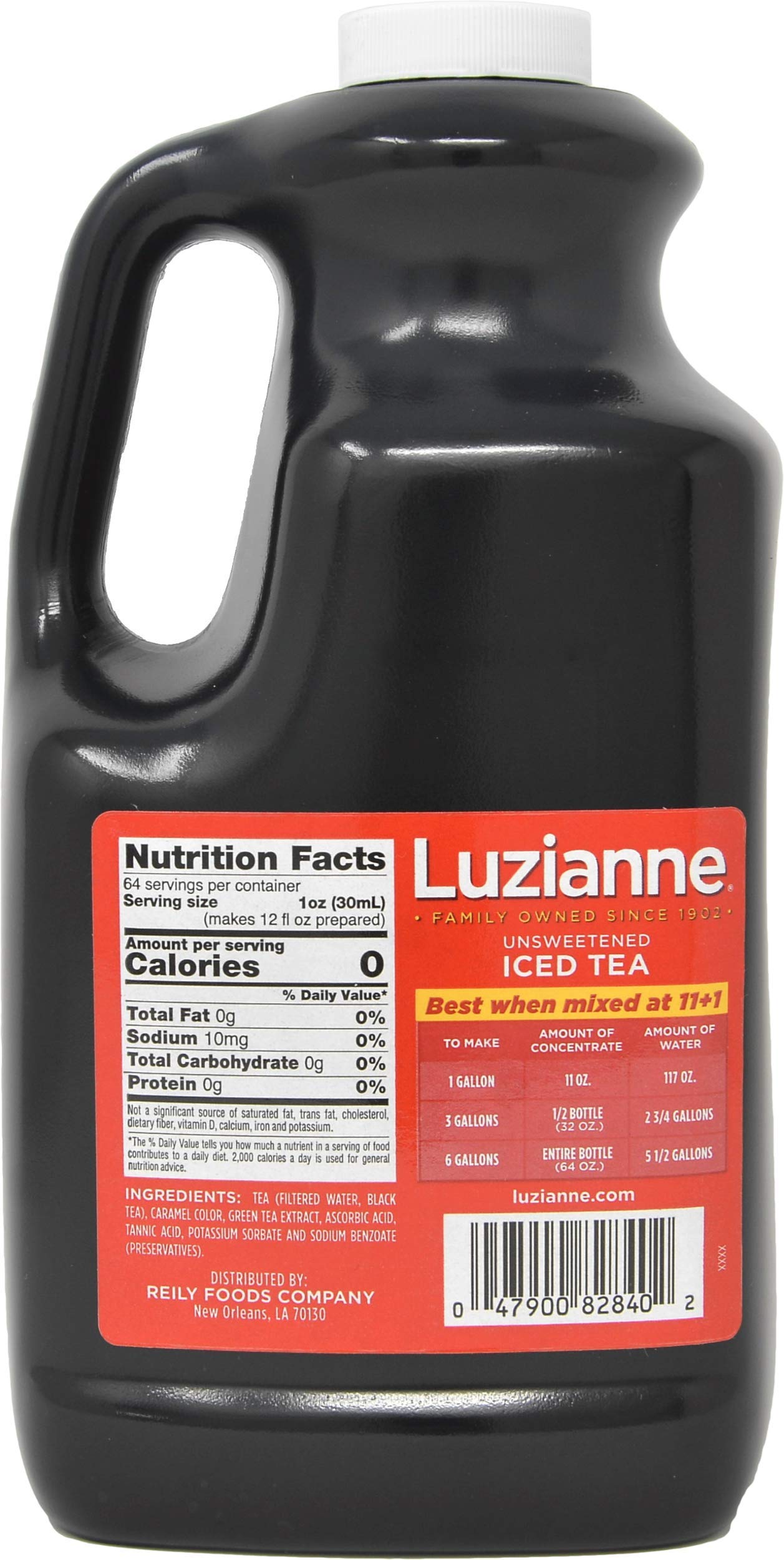 Luzianne Unsweetened Tea Concentrate 64 Ounce Bottle with By The Cup Travel Cup