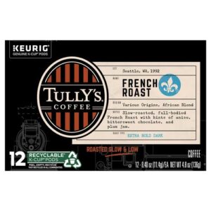 Tully's Coffee French Roast Keurig Single-Serve K-Cup Pods, Extra Bold Dark , 12 Count