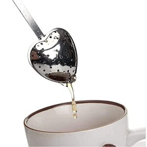 Long Grip Tea Filter, Stainless Steel Heart Shaped Tea Infuser Spoons