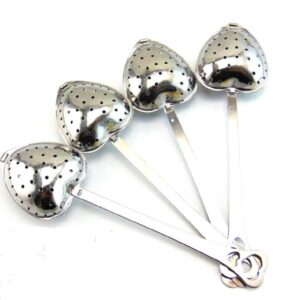 Long Grip Tea Filter, Stainless Steel Heart Shaped Tea Infuser Spoons