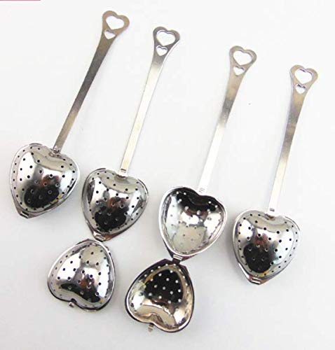 Long Grip Tea Filter, Stainless Steel Heart Shaped Tea Infuser Spoons