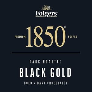 1850 by Folgers Black Gold Dark Roast Coffee, 10 Keurig K-Cup Pods