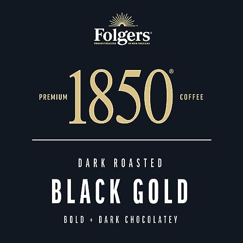 1850 by Folgers Black Gold Dark Roast Coffee, 10 Keurig K-Cup Pods