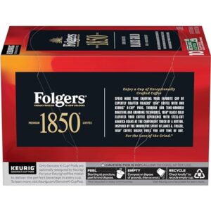 1850 by Folgers Black Gold Dark Roast Coffee, 10 Keurig K-Cup Pods