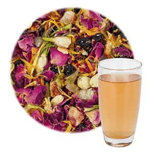 taimei teatime rose jasmine herbal tea blends from germany, loose leaf fruit tea in resealable canister (120g-50 cups), non-caffeinated, skin health & anti-aging, hot and iced tea