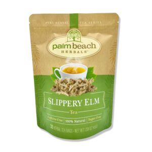 slippery elm tea by palm beach herbals, 30 count tea bags, caffeine-free | pure herbal tea series