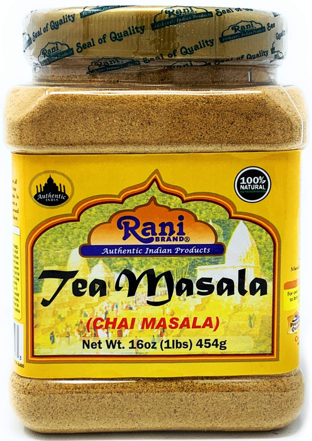 Rani Tea (Chai) Masala Indian Spice Blend 16oz (1lb) 454g Bulk PET Jar ~ All Natural | Vegan | Gluten Friendly | Salt & Sugar Free | NON-GMO | No Colors | Indian Origin