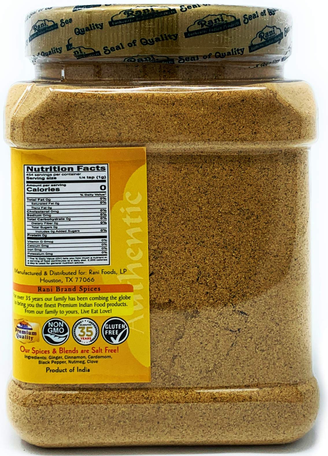 Rani Tea (Chai) Masala Indian Spice Blend 16oz (1lb) 454g Bulk PET Jar ~ All Natural | Vegan | Gluten Friendly | Salt & Sugar Free | NON-GMO | No Colors | Indian Origin