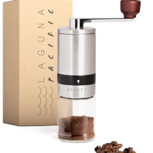 Laguna Pacific Manual Coffee Bean Grinder | 6 Coarseness Settings | Espresso Grinder, Cold Brew, French Press, Drip, | Burr Coffee Hand Grinder Coffee Mill | Home, Portable, Camping, Travel