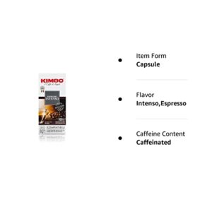 Nespresso Compatible Kimbo Intenso Espresso Capsules - 1 Case 100 Capsules. Nespresso Original Line Only. (100 Capsuiles)