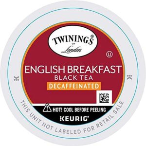 twinings of london decaffeinated english breakfast tea k-cups for keurig, 12 count (pack of 1)