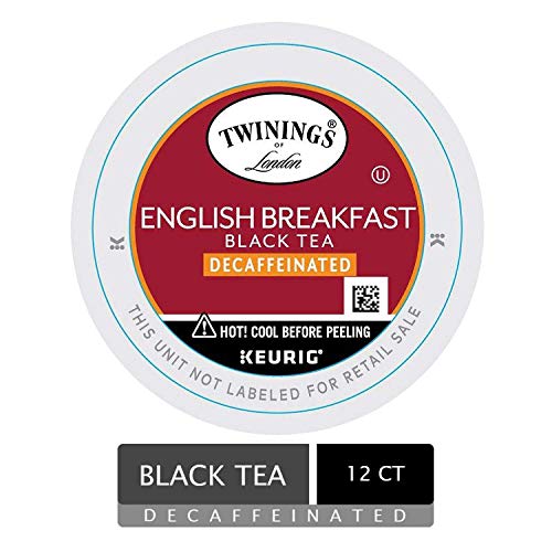 Twinings of London Decaffeinated English Breakfast Tea K-Cups for Keurig, 12 Count (Pack of 1)