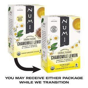 Numi Organic Chamomile Lemon Tea, 18 Count (Pack of 3) Herbal Teasan (Packaging May Vary)