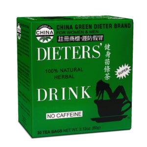 uncle lee's tea body slim dieter tea, caffeine free chinese herbal tea with senna leaves and natural lemon flavor, keep your diet on track for a healthy weight, 30 tea bags per box