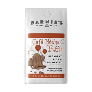 barnie's coffee tea co. ground decadent and rich chocolate flavor medium roasted arabica beans sugar free and nut free 12 oz bag, café mocha truffle, 1 count