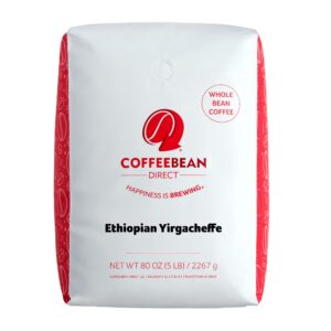 coffee bean direct ethiopian yirgacheffe, whole bean coffee, 5-pound bag