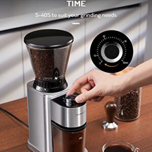 TWOMEOW Conical Burr Coffee Grinder Electric, Anti-static Coffee Bean Grinder with 24 Grind Settings for Espresso/Drip/Pour Over/Cold Brew/French Press Coffee Maker,Stainless Steel