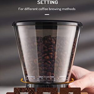 TWOMEOW Conical Burr Coffee Grinder Electric, Anti-static Coffee Bean Grinder with 24 Grind Settings for Espresso/Drip/Pour Over/Cold Brew/French Press Coffee Maker,Stainless Steel