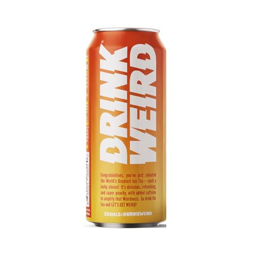 Drink Weird - Weird Tea, White Peach Oolong Tea, Certified Organic Functional Iced Tea with 160mg of Natural Caffeine, 12 Pack of 16oz Cans