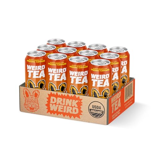 Drink Weird - Weird Tea, White Peach Oolong Tea, Certified Organic Functional Iced Tea with 160mg of Natural Caffeine, 12 Pack of 16oz Cans