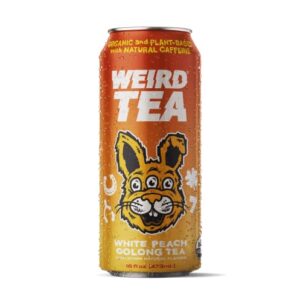 Drink Weird - Weird Tea, White Peach Oolong Tea, Certified Organic Functional Iced Tea with 160mg of Natural Caffeine, 12 Pack of 16oz Cans