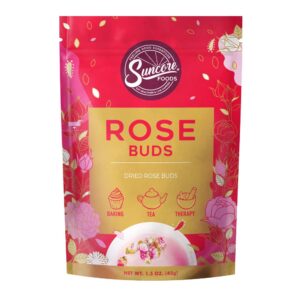 suncore foods dried rose buds bloom, caffeine-free tea, gluten-free, non-gmo, 1.5oz (1 pack)