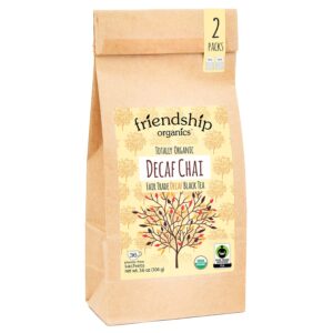 friendship organics decaf chai tea bags, organic and fair trade 36 count