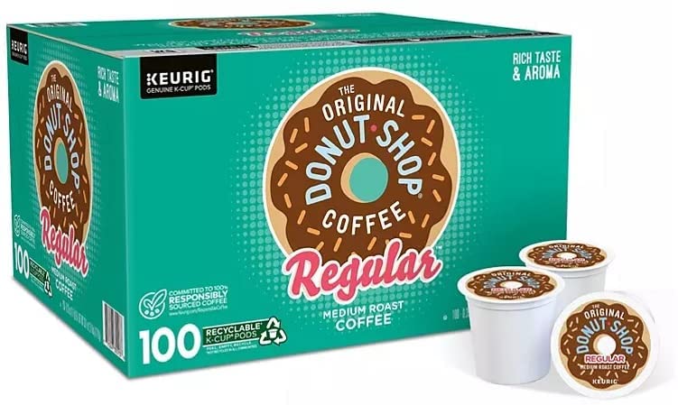 The Original Donut Shop Regular, Single-Serve Keurig K-Cup Pods, Medium Roast Coffee Pods, 100 Count (Box of 1)