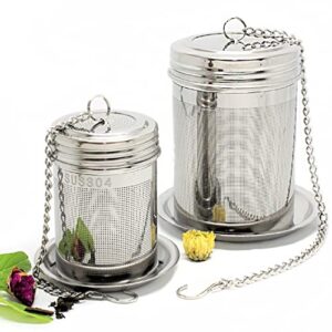 urban escape tea steeper for-loose tea leaf (2 pack-large for teapot/kettle & small for mug/cup 20oz) tea infuser tea diffuser extra fine mesh stainless steel tea strainer ball colador infusor té