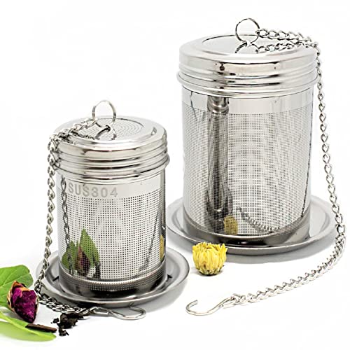 URBAN ESCAPE Tea Steeper For-Loose Tea Leaf (2 PACK-LARGE for Teapot/Kettle & SMALL for Mug/Cup 20oz) Tea Infuser Tea Diffuser Extra Fine Mesh Stainless Steel Tea Strainer Ball Colador Infusor té