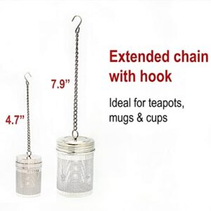 URBAN ESCAPE Tea Steeper For-Loose Tea Leaf (2 PACK-LARGE for Teapot/Kettle & SMALL for Mug/Cup 20oz) Tea Infuser Tea Diffuser Extra Fine Mesh Stainless Steel Tea Strainer Ball Colador Infusor té