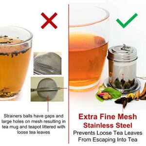 URBAN ESCAPE Tea Steeper For-Loose Tea Leaf (2 PACK-LARGE for Teapot/Kettle & SMALL for Mug/Cup 20oz) Tea Infuser Tea Diffuser Extra Fine Mesh Stainless Steel Tea Strainer Ball Colador Infusor té