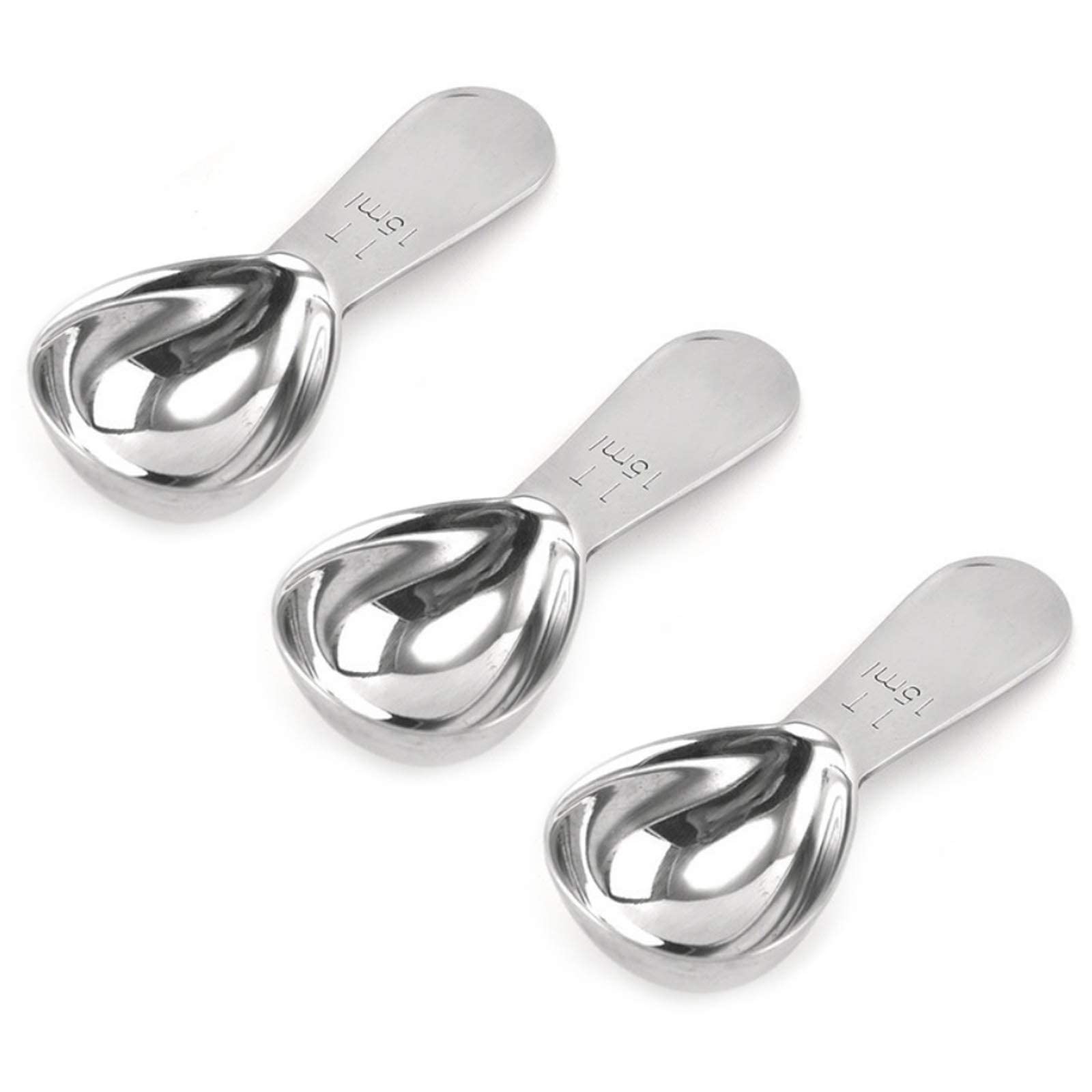 coffee scoop 3-piece set Stainless steel tablespoon measure spoon, Coffee scoop 1 tablespoon(15 ml, silver) Suitable for ground coffee, Milk, Powder brewing