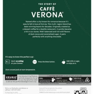 Starbucks Coffee K-Cup Pods, Caffè Verona, Dark Roast Coffee, Notes of Dark Cocoa & Caramelized Sugar, Keurig Genuine K-Cup Pods, 24 CT K-Cups/Box (Pack of 2 Boxes)