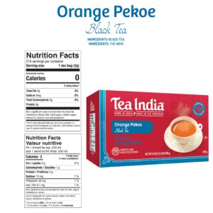 Tea India Orange Pekoe Black Tea Chai Flavorful Blend Of Black Tea & Natural Ingredients Strong Full-Bodied Traditional Indian Caffeinated Tea 216 Round Teabags