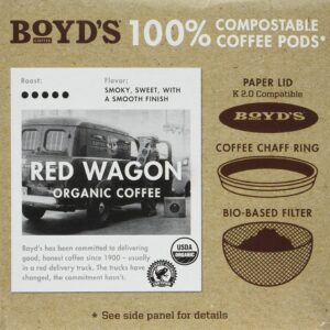 Boyd's Coffee Organic Red Wagon Coffee - Dark Roast - Single serve pods (72 Count)