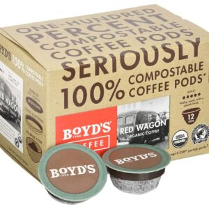 Boyd's Coffee Organic Red Wagon Coffee - Dark Roast - Single serve pods (72 Count)