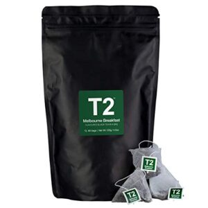 t2 tea - melbourne breakfast black tea, tea bags in resealable bag, 120g (4.2oz), 60 tea bags
