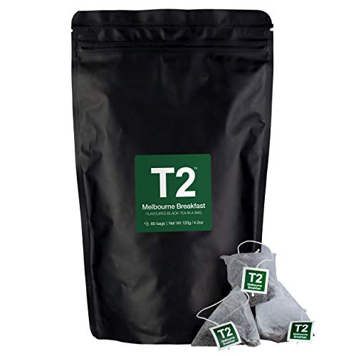 T2 Tea - Melbourne Breakfast Black Tea, Tea Bags in Resealable Bag, 120g (4.2oz), 60 Tea Bags