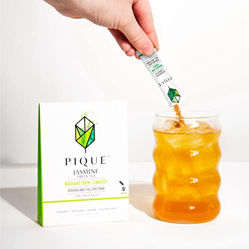 Pique Tea Organic Green Tea Crystals Sampler - Immune Support, Gut Health, Fasting - 42 Single Serve Sticks (Pack of 3)