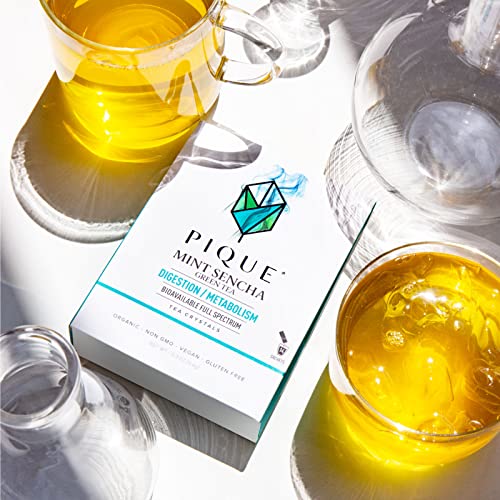 Pique Tea Organic Green Tea Crystals Sampler - Immune Support, Gut Health, Fasting - 42 Single Serve Sticks (Pack of 3)