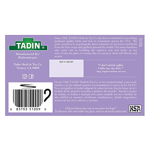 Tadin Passion Flower Herbal Tea. Caffeine Free. 0.84 oz. 24 Tea Bags. Pack of 3