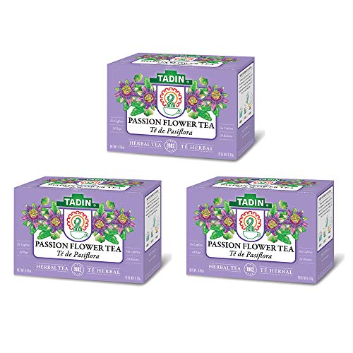 Tadin Passion Flower Herbal Tea. Caffeine Free. 0.84 oz. 24 Tea Bags. Pack of 3