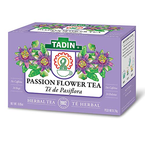 Tadin Passion Flower Herbal Tea. Caffeine Free. 0.84 oz. 24 Tea Bags. Pack of 3