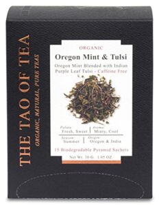 the tao of tea oregon mint & tulsi box pyramid sachets, 15 pyramid sachets