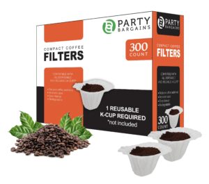 party bargains 300 paper coffee filters - compact design single-use coffee filter for keurig 1.0 & 2.0. perfect size and quantity
