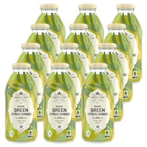 harney & sons organic green iced tea with citrus & ginkgo, certified organic and fair trade (70026), 16 fl oz (pack of 12)